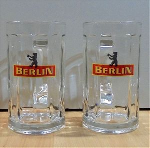 Berlin μπίρα δύο παλιές διαφημιστικές γυάλινες κούπες 0.5l