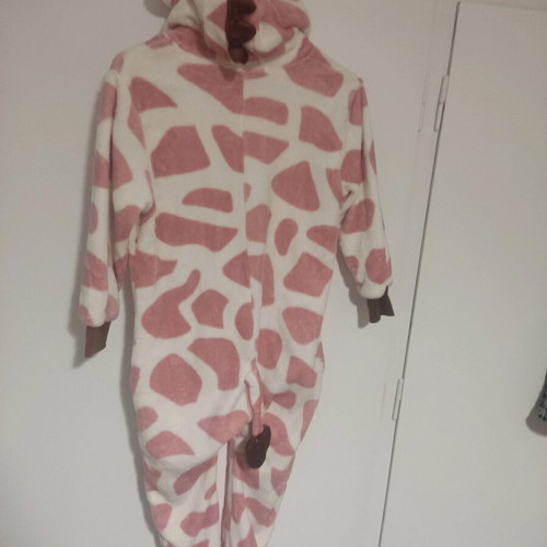 Onesie like new giraffe pattern, size 10 years, pink-white