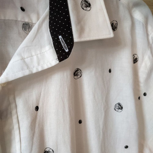 Men's White Shirt with Patterns Size L New