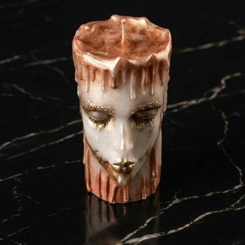 Decorative candle with dark elegance and golden details, new