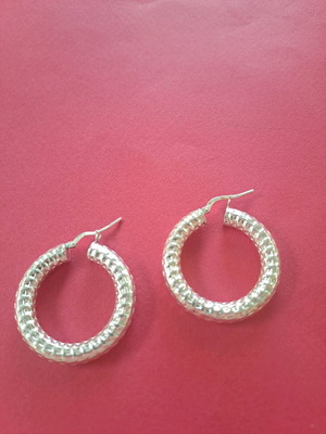 925 Silver Hoop Earrings like new, 3cm diameter