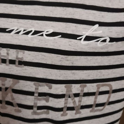 Peacocks asymmetrical striped blouse like new, black and grey