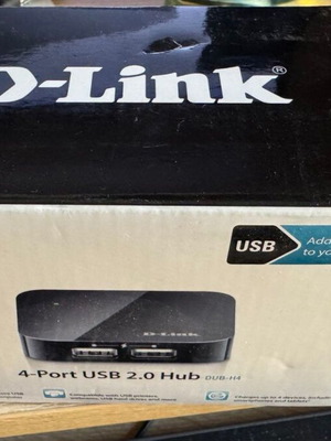 Запечатан D-Link DUB-H4 USB 2.0 хъб с 4 порта, с USB-A връзка и външно захранване