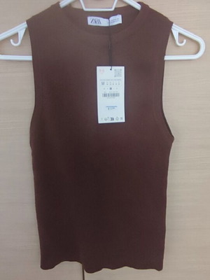 Zara sleeveless top new, medium, brown chocolate color