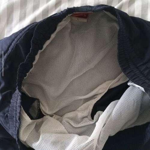 Russell Athletic men's swim shorts large used, blue with pockets