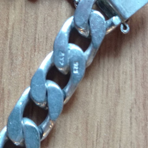 Sterling Silver 925 curb bracelet, 54g, box clasp with safety chain