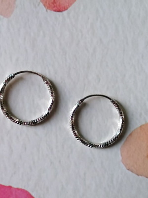 Silver 925 twisted hoop earrings new, rhodium plated 20mm