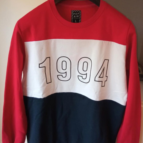 Pop Air Sweatshirt No L like new, white and red