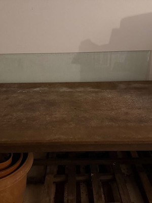 Monastic Table used, wooden brown with glass 2.10x1.10x0.78m