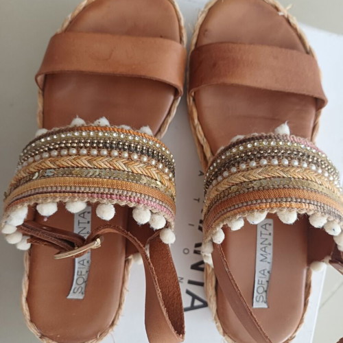 Sofia Manta sandals size 37 like new with handmade embroidery