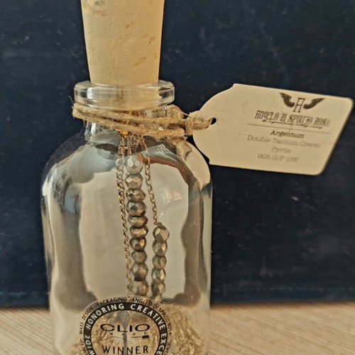 Necklace with 925 silver chain and black gold silicon beads, Angelo di Spirito Roso
