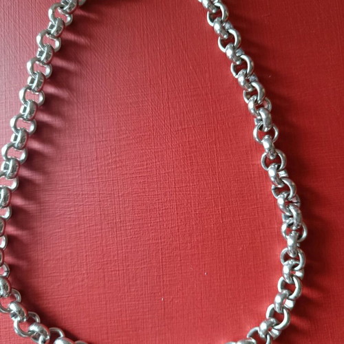 Silver necklace Joker with thick chain and question mark pendant like new