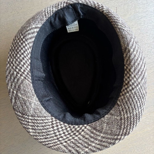 Fedora hat unisex, like new, brown and beige checkered