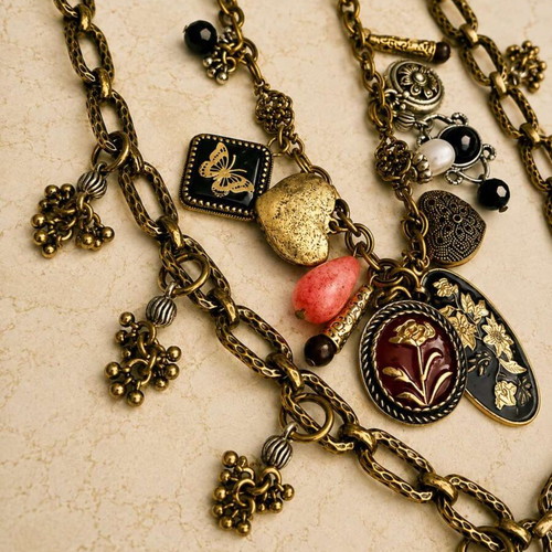 Vintage Boho Layered Charm Necklace Zara like new, multicolor gold tone