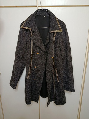 Ημίπαλτο Tweed με χρυσές λεπτομέρειες, σαν καινούργιο, γκρι, μέγεθος L
