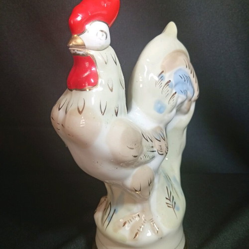 Vintage GFZ USSR collectible porcelain decanter rooster 1950s-60s