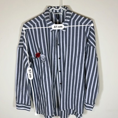 Cotton shirt H&M white and grey like new, size M