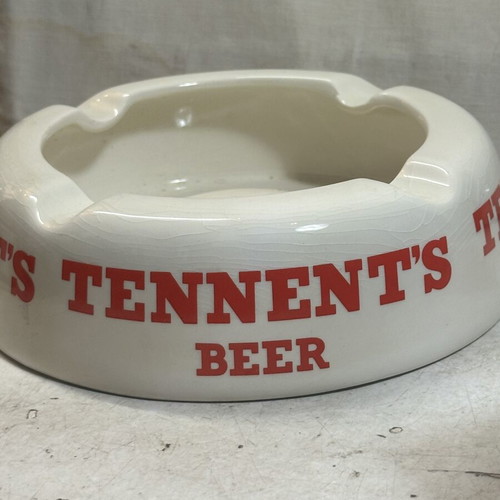 Vintage Tennent's Beer Ceramic Ashtray used, Wade PDM England