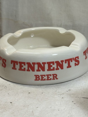 Vintage Tennent's Beer Ceramic Ashtray used, Wade PDM England