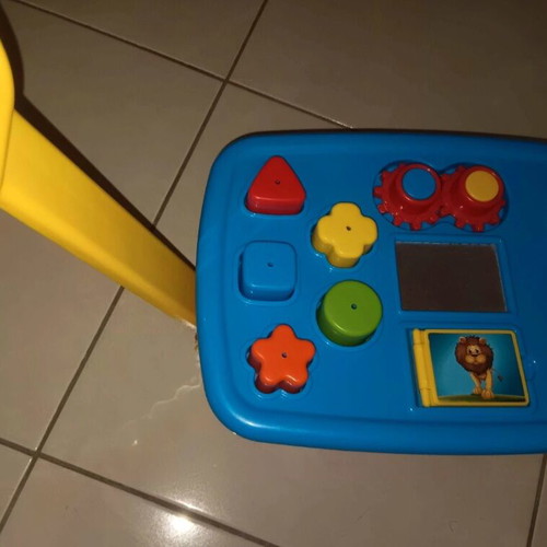 Pull and construction toy like new with cart and building blocks