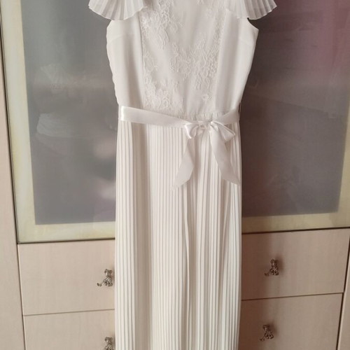 Monsoon Lace Pleated Bridesmaid Jumpsuit, ivory