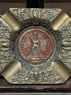 Vintage Greek Brass Ashtray with Colossus of Rhodes Design used