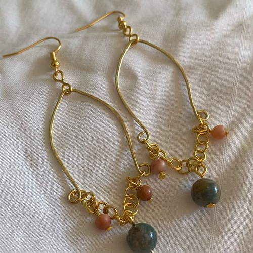 Handmade earrings with Indian agate and crazy lace agate stones
