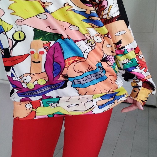 Long-sleeve sweatshirt multicolor like new, size L (fits S/L)