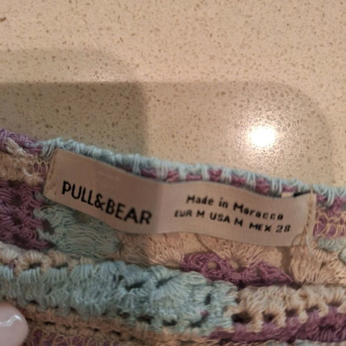 Pull & Bear knitted crop top like new, purple and turquoise, size M