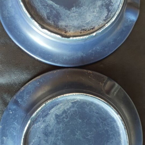 Handmade glass fusing ashtray set of 2, used, 17cm diameter
