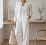 White handmade knitted vintage cardigan like new, size M