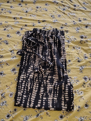 Shein wide pants XL with elastic waist and tie, new, black and beige
