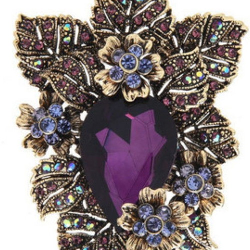 Brooch medallion Violet Rouge new with multicolor crystals
