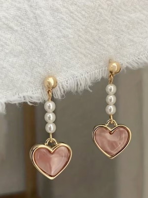 Heart earrings with pearls new, romantic design