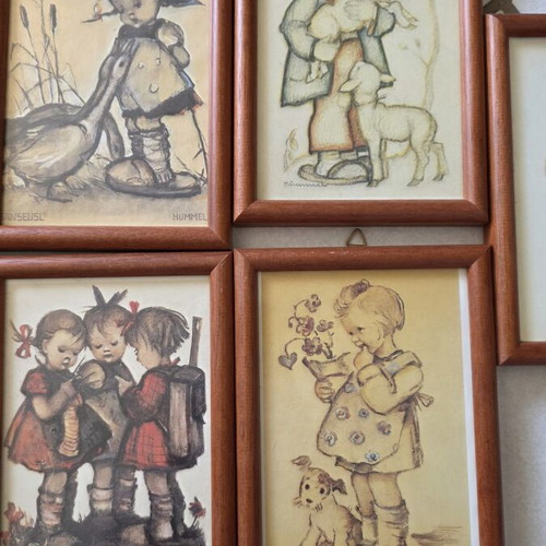 Hummel vintage set of 7 decorative frames with children's scenes used