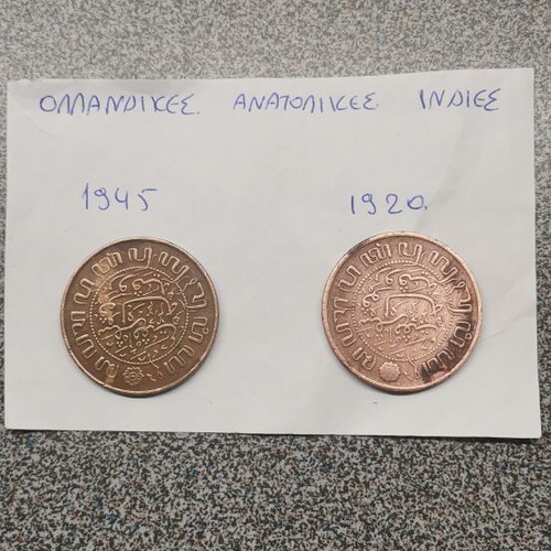 Dutch East Indies Coins 1920 and 1945 used