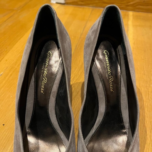 Gianvito Rossi women's peep toe gray shoes like new