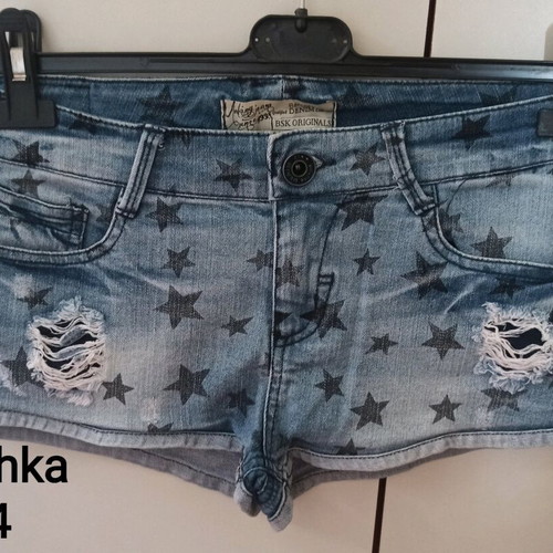 Bershka denim shorts with stars like new, blue, size XS