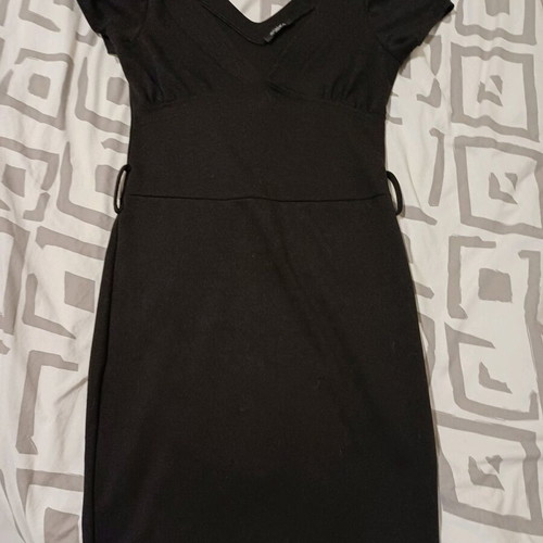 Black tight dress short sleeve with neckline like new