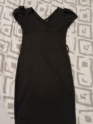 Black tight dress short sleeve with neckline like new
