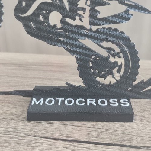 Motocross 3D printed table decoration with carbon fiber texture
