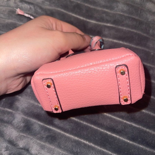 Decorative keychain bag and case for earphones or cards new pink