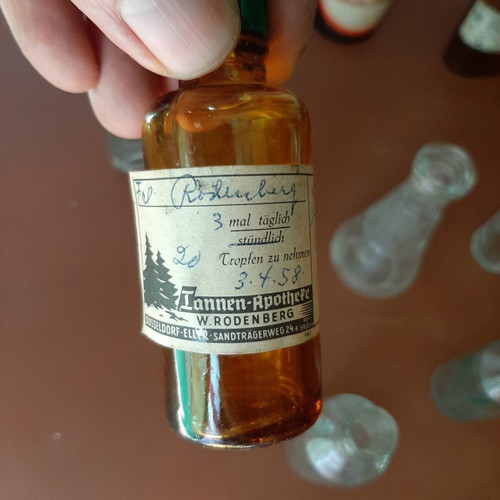 Set of 15 vintage pharmacy glass bottles