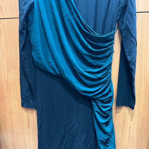 Boss dress new xsmall black elastic jersey with green drape
