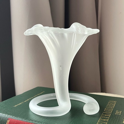 Vintage Stiver Italy decorative vase 1970s used, frosted art glass