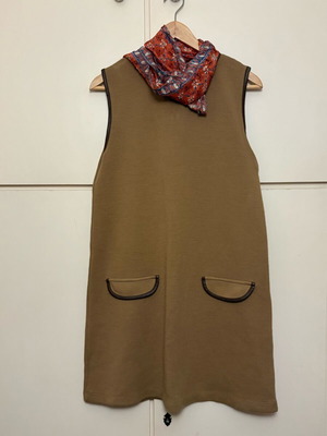 Zara Knit dress like new with leather details camel/tan
