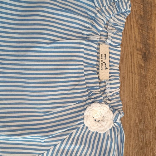 Striped blouse with knitted flower Mon Padi new 12-18 months