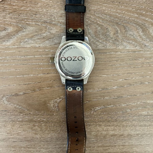 Oozoo watch with black leather strap used
