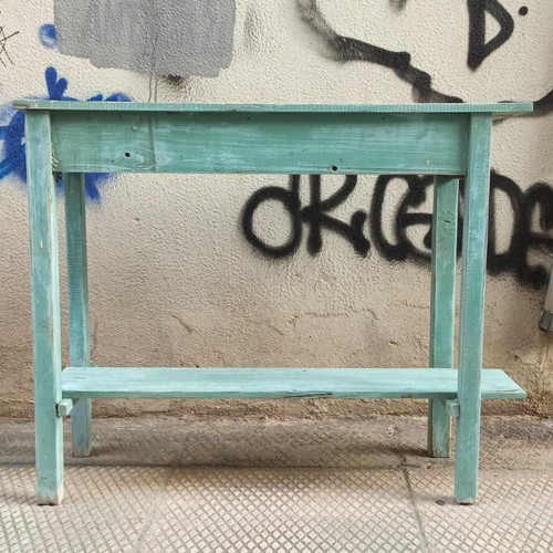 Πάγκος λαϊκή κονσόλα μεταχειρισμένη από μασίφ ξυλεία με παλιά πατίνα