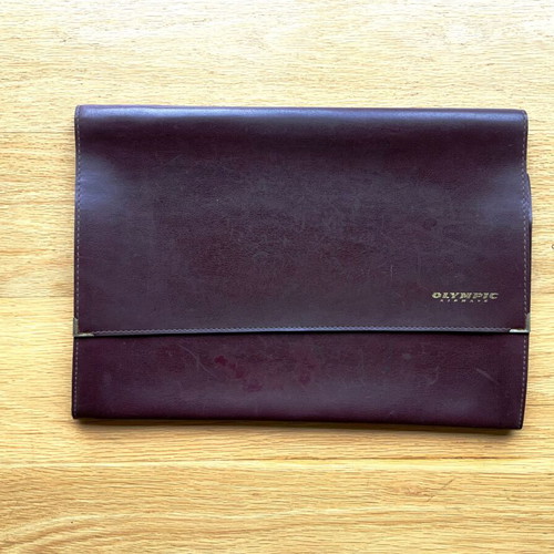 Olympic Airways leather briefcase-folder used, 1970s